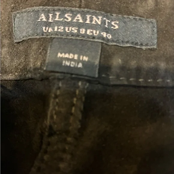 AllSaints Black Tarly Tassel GOAT Suede Fringe Shorts Cowboy rustic Sz 12 - Picture 3 of 8